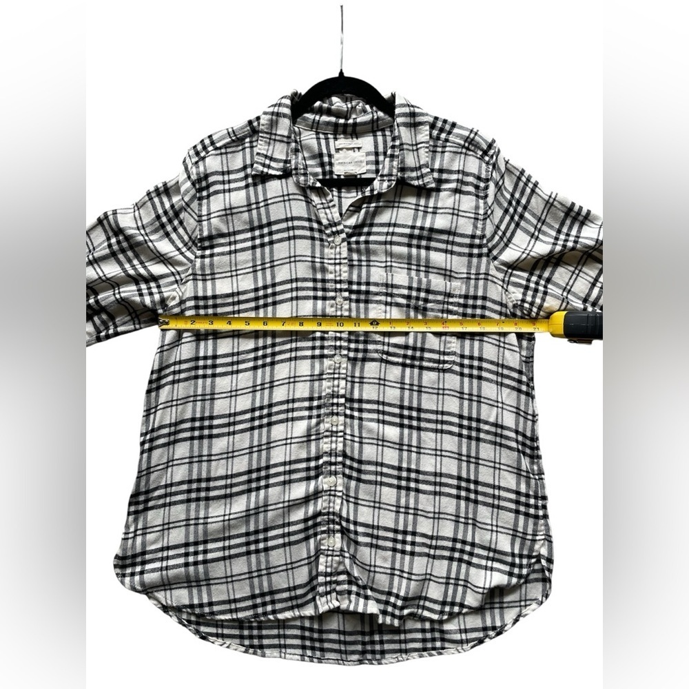 American Eagle Ahh-amazingly soft black and white plaid flannel button shirt XL - Picture 3 of 7